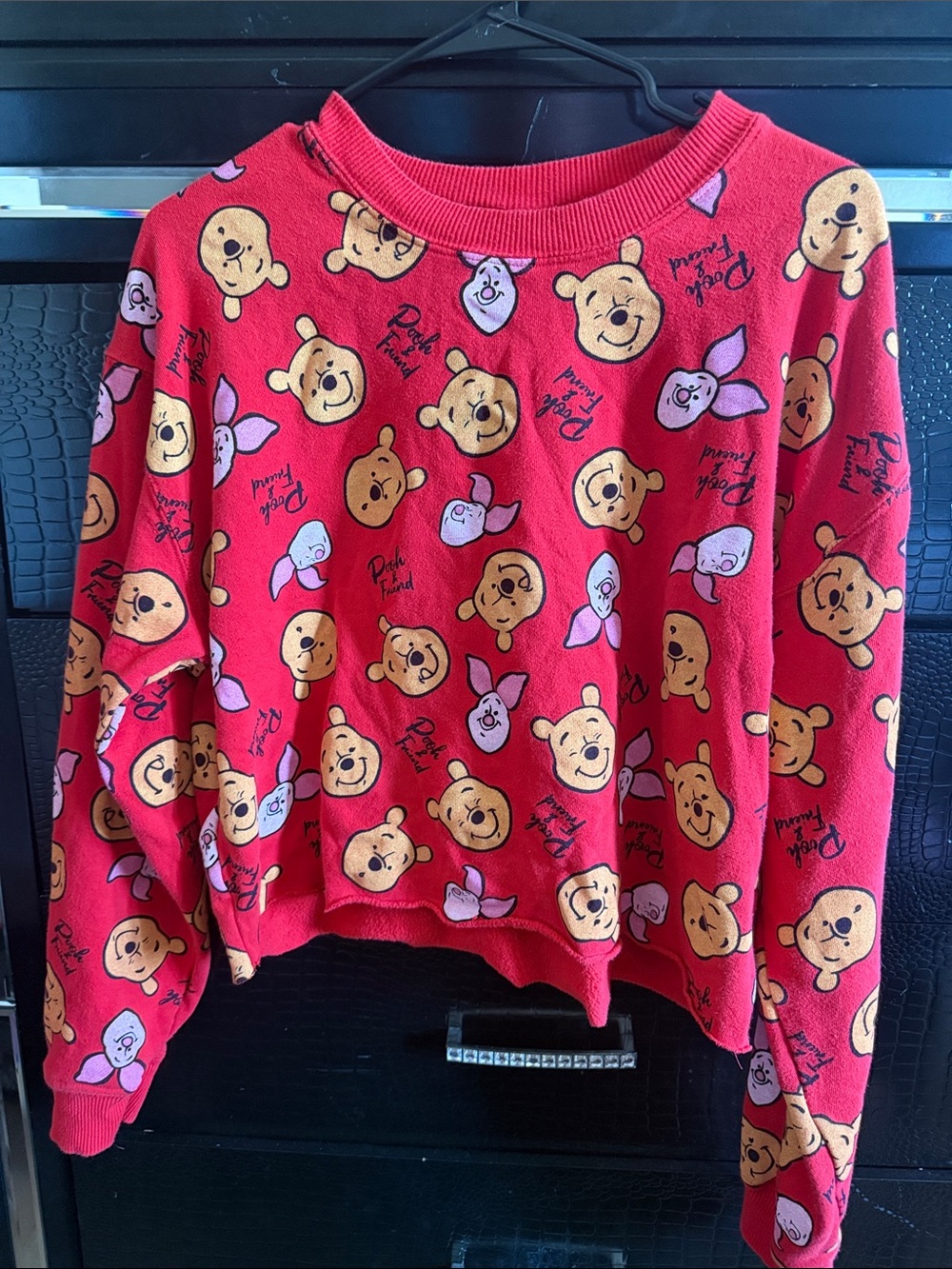 Disney Red Winnie the Pooh & Piglet All-Over Graphic Sweatshirt